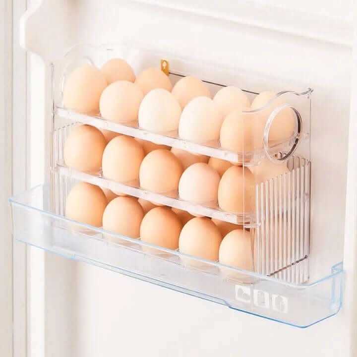 Norvo | Clear Egg Organizer – Space-Besparende Rullende Kjøleskapsoppbevaring