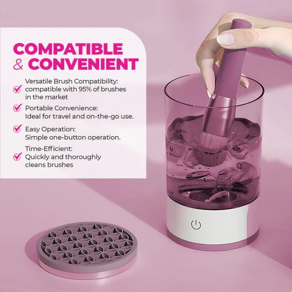 Norvo | Sminkekostrensemaskin | BrushPure Automatisk Rengjøring & Tørking | Kompakt 16×9cm