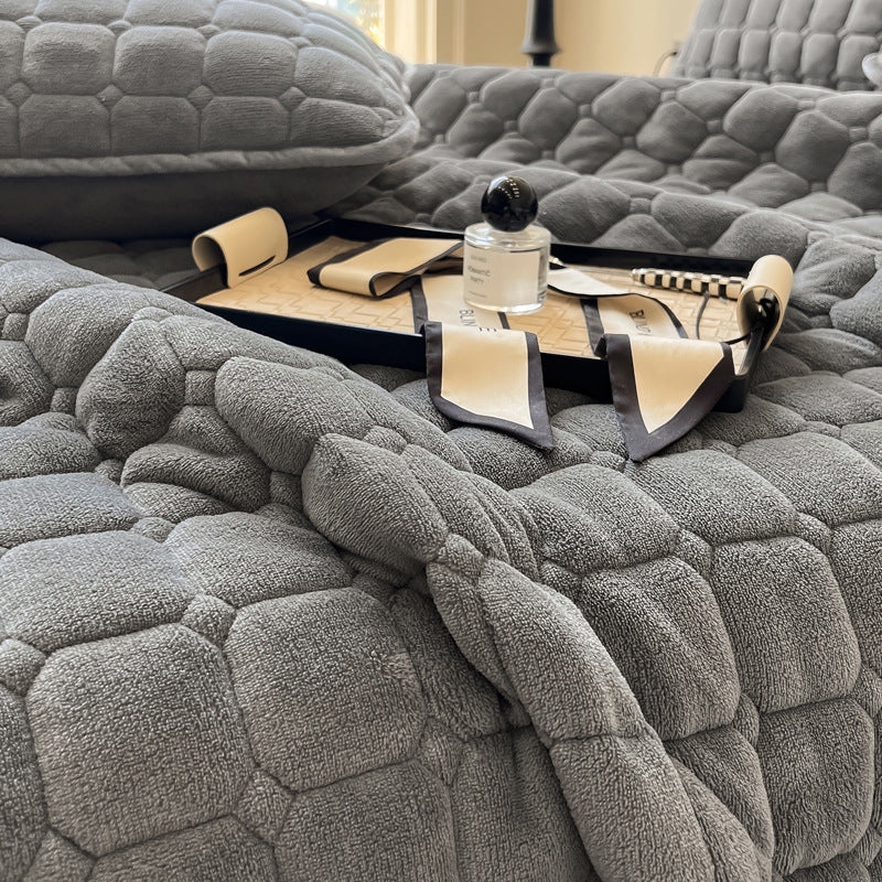 Norvo | Moderne myk kasteteppe med firkantet tekstur – Stilfullt fluffy seng- og sofatrekk