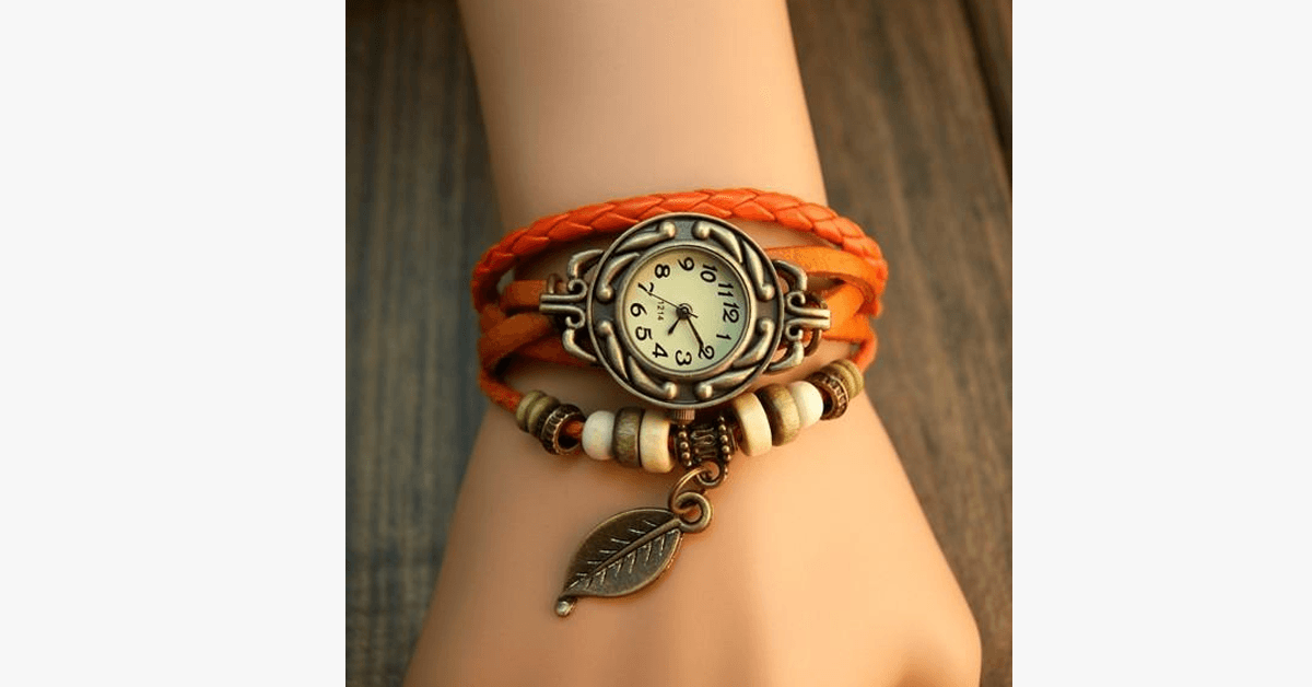 Norvo | Den Boho-Chic Blad Vintage Klokke