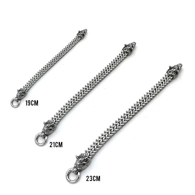 Norvo | Viking Rustfritt Stål Dobbel Ulvehode Fenris Armbånd