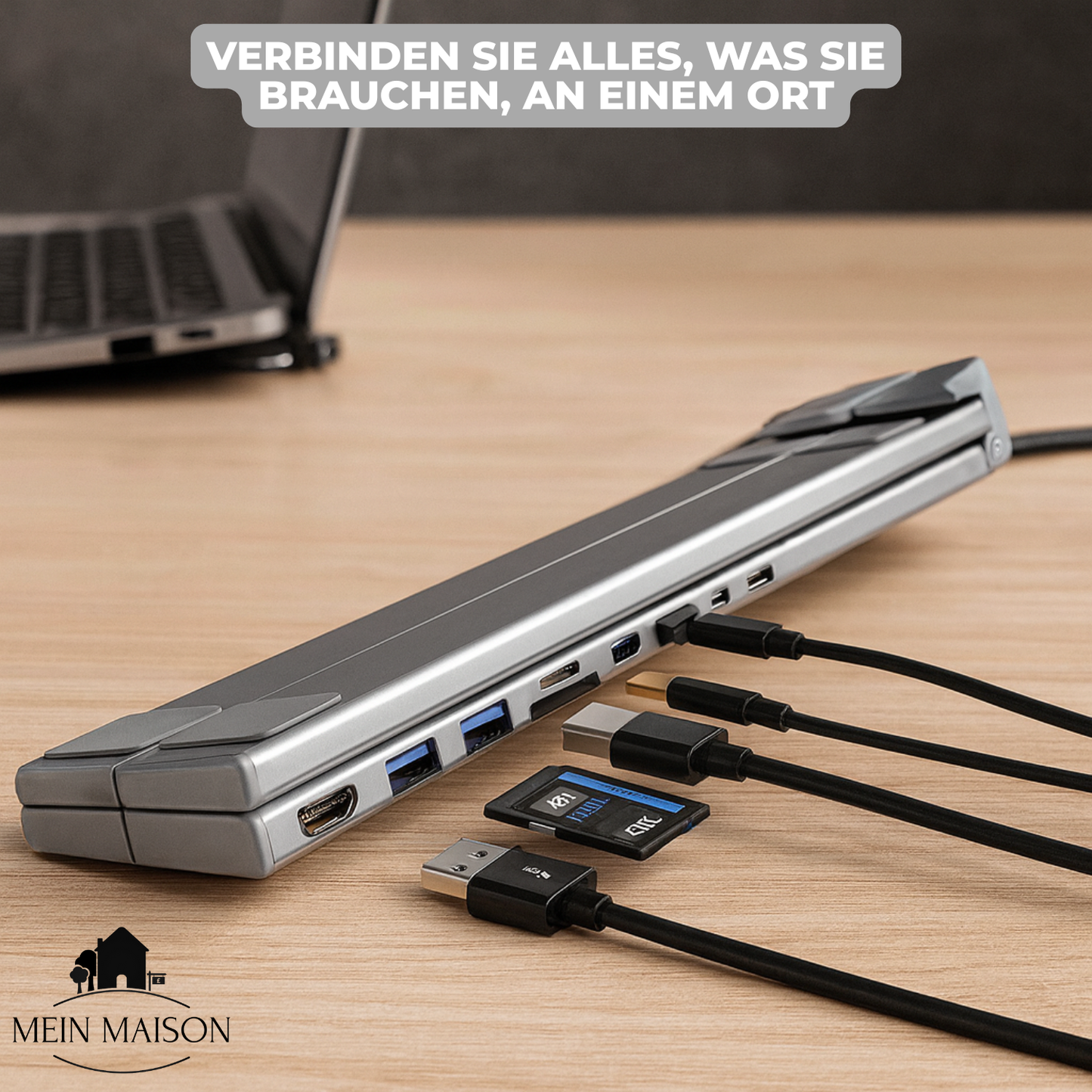 Norvo | ProDock Stand – 8-i-1 Laptop Riser og Hub kombinert!