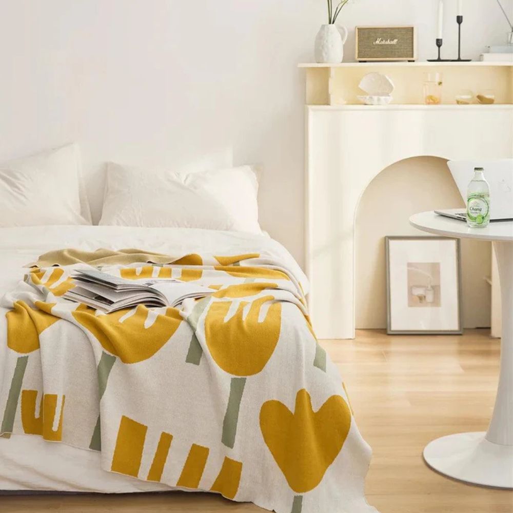 Norvo | Vår Tulipan Blomster Strikket Teppe