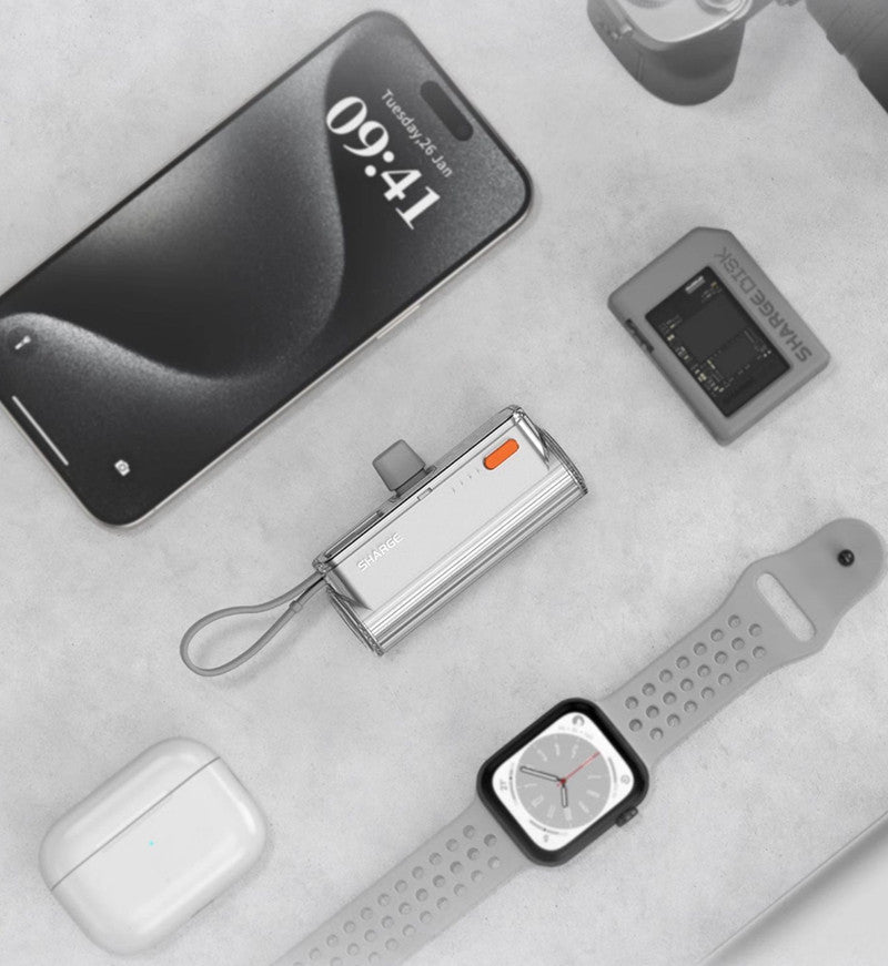 Norvo | 5000mAh Mini Kapsel Med Innebygd Kabel Power Bank