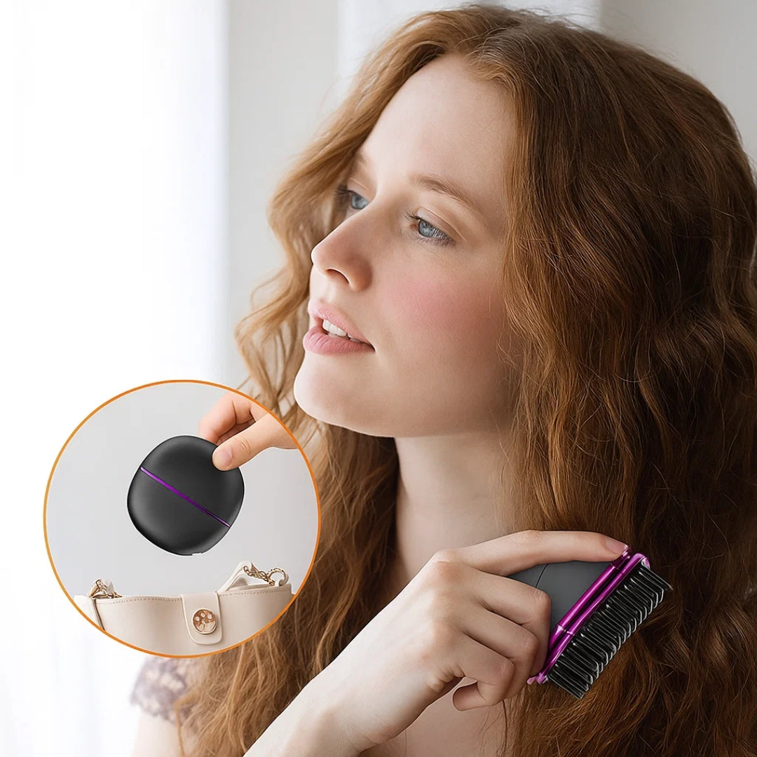 Rask oppvarming – Mini kamdesign – Frizz-fri finish – Rask oppfriskning for reise og daglig bruk Norvo