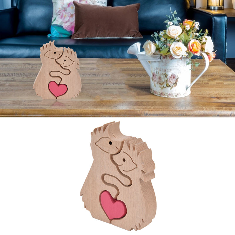 Norvo | Søtt dyrefamilie ornament, tre puslespill figur - 🎁Kjærlighetsgave