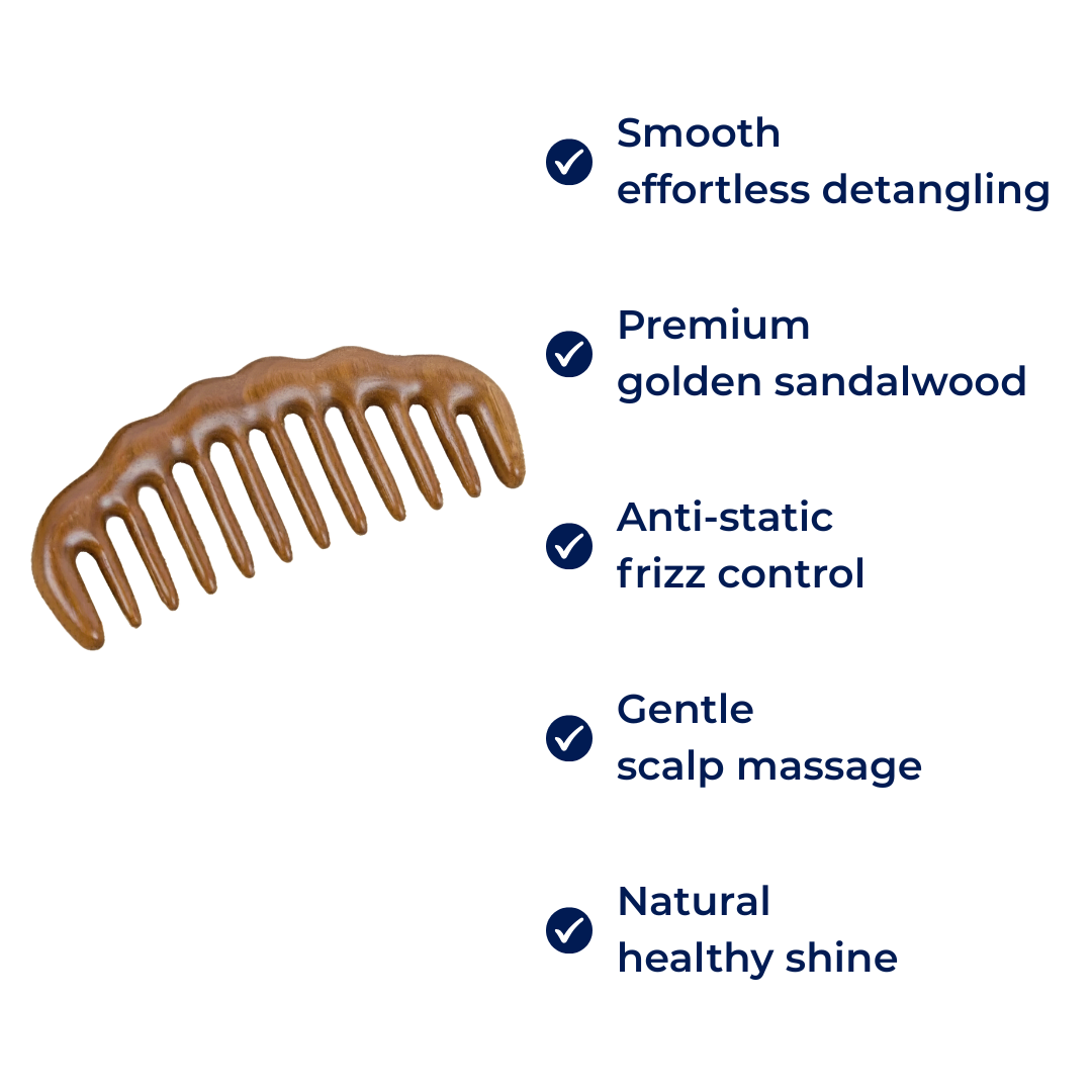 Tann Hår Kam – Brudd-Fri Utredning – Gylden Sandeltre – Anti-Statisk – Mild Hodebunnsmassasje – Sunn Glans Norvo