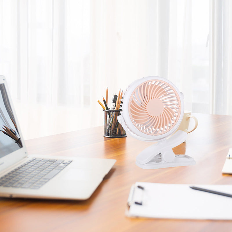 Norvo | Bærbar klemvifte med 360° rotasjon – USB & oppladbart batteri