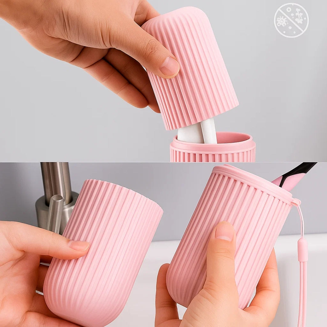 Munnskyllingskopp inkludert – Kompakt støvbestandig design – Hygienisk munnhygiene for reiser og ferier Norvo