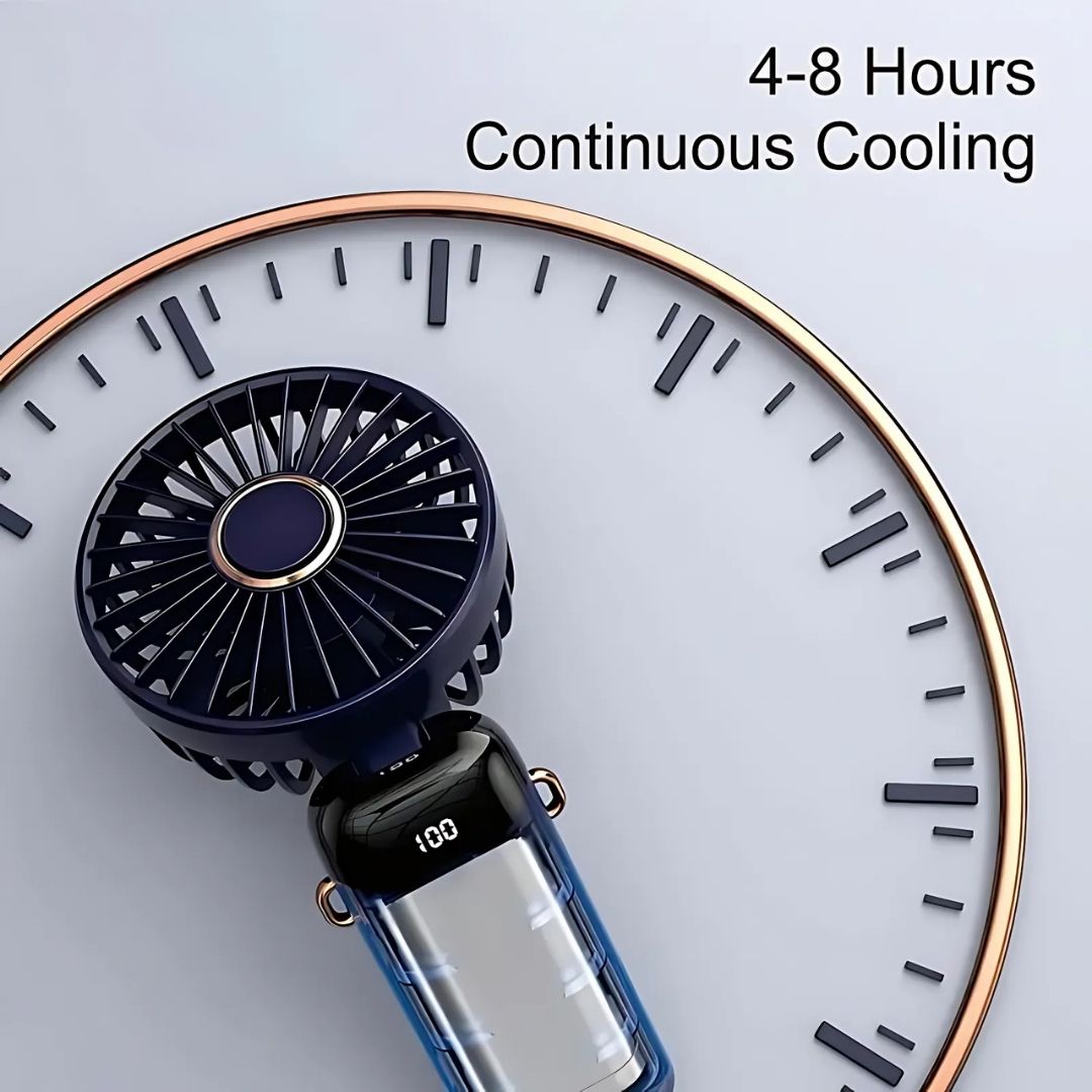 Norvo | Oppladbar Håndholdt Mini Vifte | 5-Hastigheter, 90-Graders Justerbar & Stille for Kontor, Hjem & Utendørs Bruk