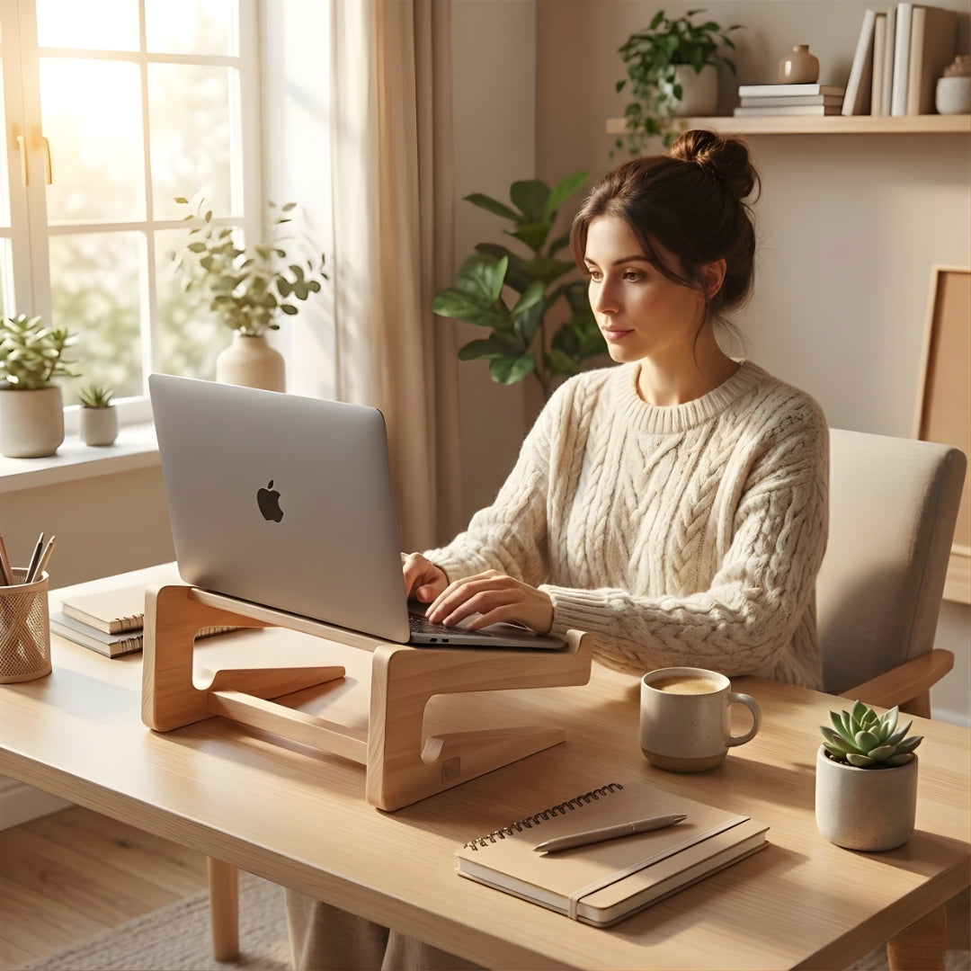 Ergonomisk Nakkestøtte – Ventilert Naturlig Tre – Forhindrer Overoppheting – Ideell for Hjem- og Kontorbruk Norvo