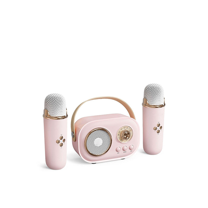 Mini Karaoke-maskin og Bluetooth-høyttaler med trådløs mikrofon