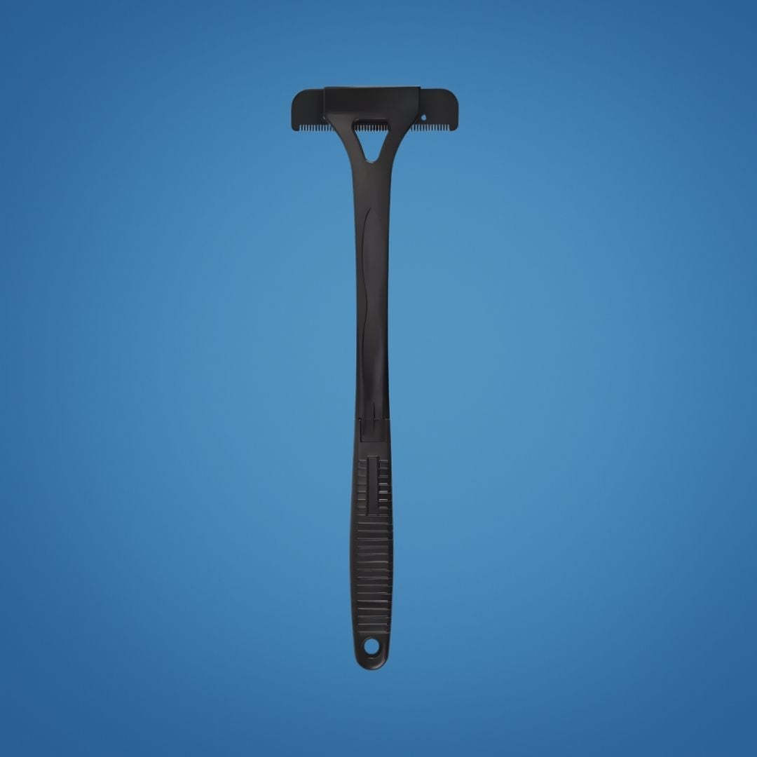 Ekstra-lang håndtak rekkevidde – Skarpe rustfrie blader – Jevn smertefri barbering – Uanstrengt DIY grooming for menn Norvo