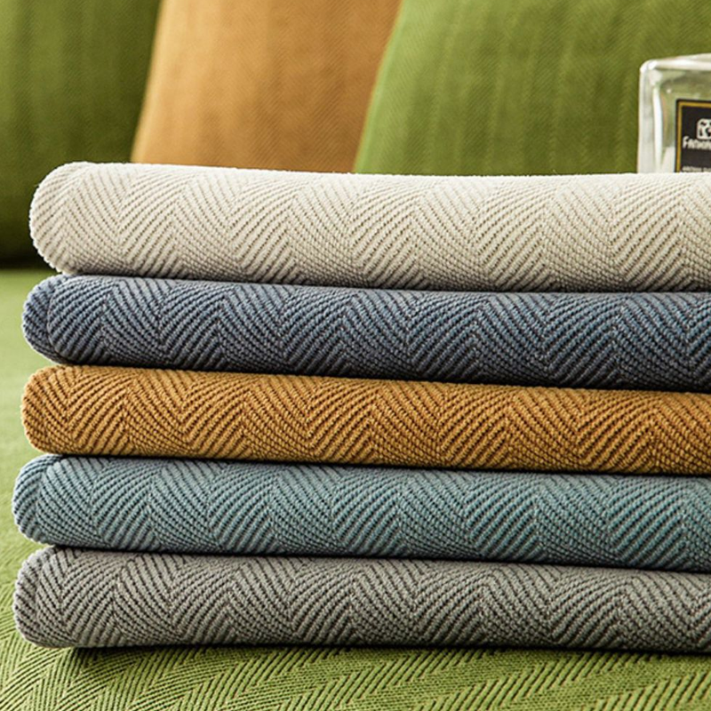 Norvo | Bølget Sjekk Chenille Stoff Møbelbeskytter Sofa trekk