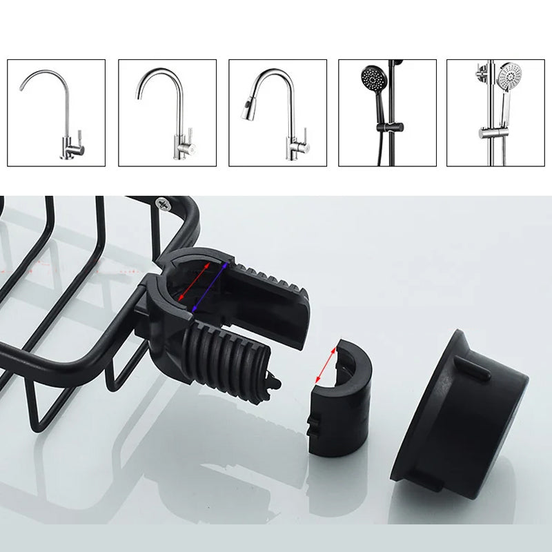 Norvo | Dusjholder for sjampo og såpe – Rustfritt aluminium – Sølv eller svart – Ingen boring