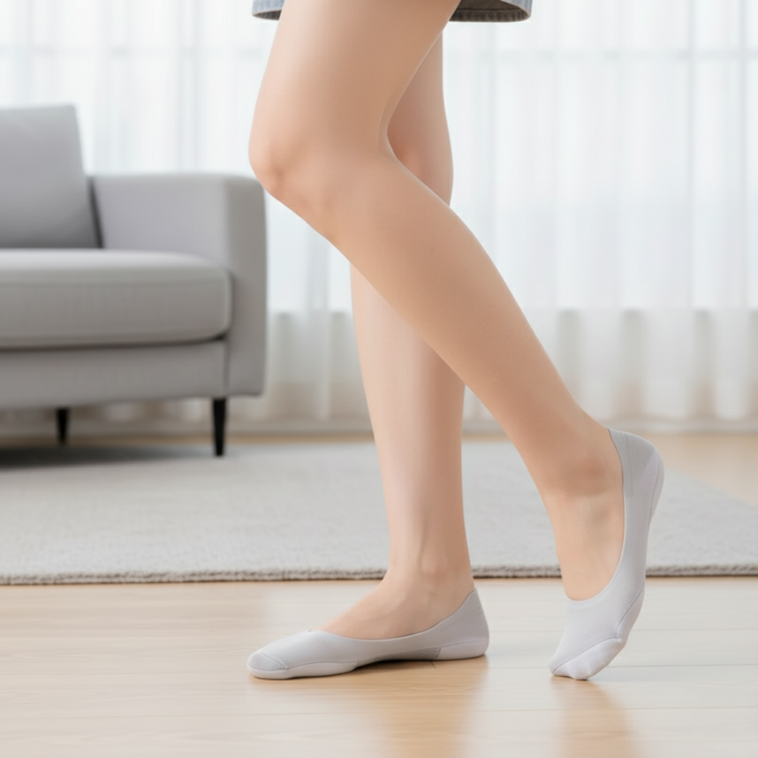 Vis Polstrede Sokker – Støtdempende Komfort – Pustende Bomullspolstring – Antiskli Hæl – Kvinner Hele Dagen Gåing Lindring Norvo