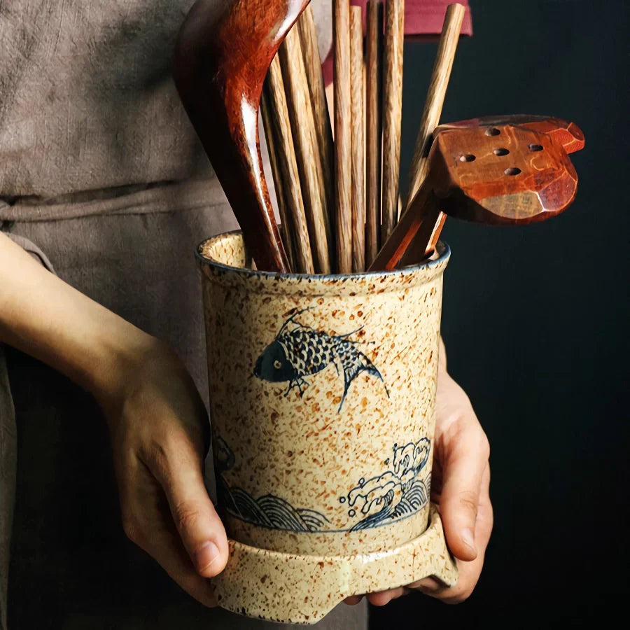 Norvo | Elegant keramisk spisepinne oppbevaringsholder for kjøkkenorganisering