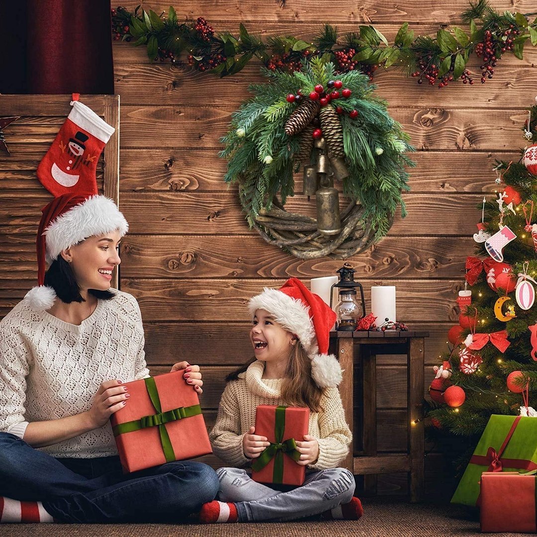 Norvo | Julekrans | Boho stil | Rustikk vintre basis med kongler og gyldne bjeller