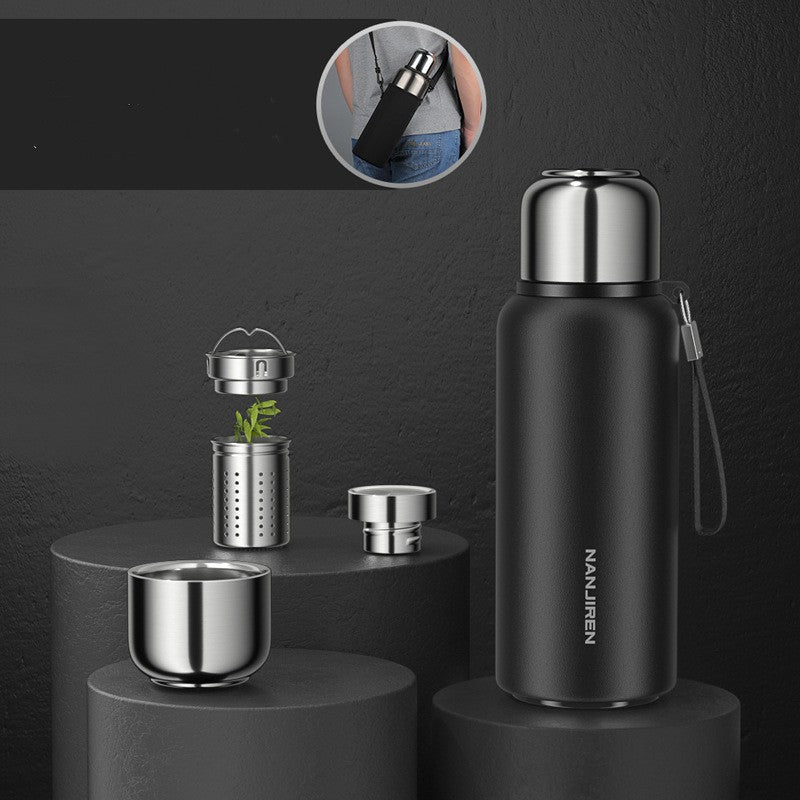 Norvo | Isolert Termos Vannflaske, med Tefilter & Bred Munnåpning, for Kaffe, Te & Kald Drikke