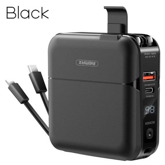 Norvo | 4-i-1 Rask Lader Vegglader, med Power Bank-funksjon, Laderkabel & Telefonadapter, for Hjem, Kontor og Reiser (US Standard Plugg)