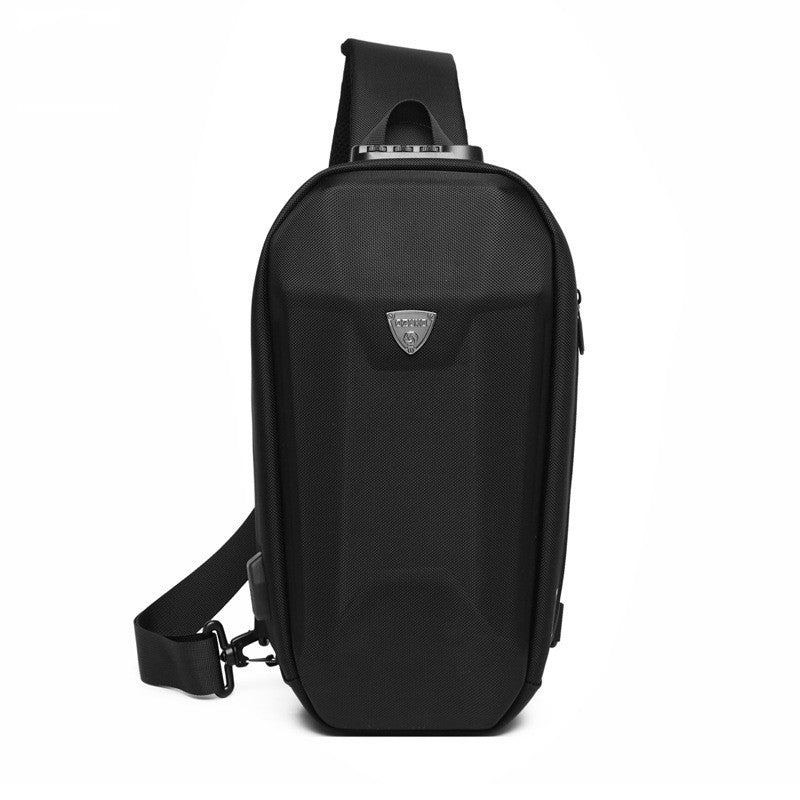 Norvo | Hard Shell Sling Bag med lås, USB-port, vanntett materiale, tyverisikre glidelåser