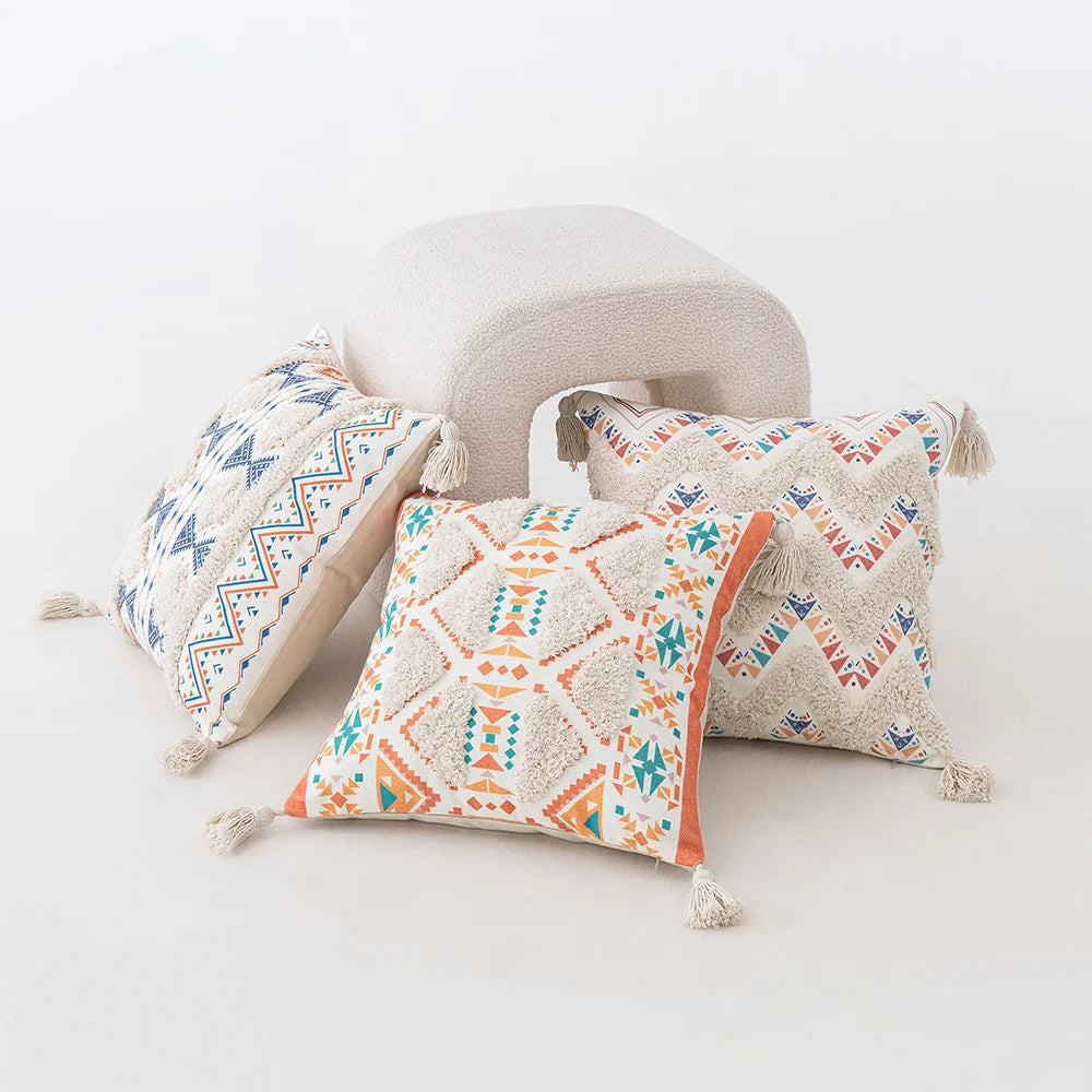 Norvo | Boho Geometrisk Tuftet Putetrekk – Dekorativt Putetrekk for Hjem og Sofa