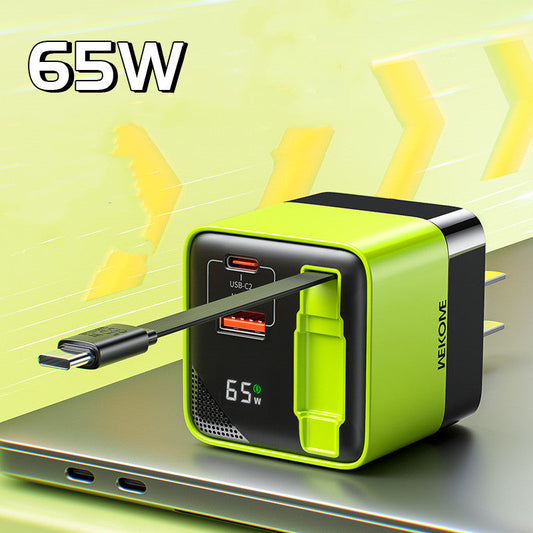 Norvo | USB-C Multi-Port Lader Med Innebygd Uttrekkbar Kabel