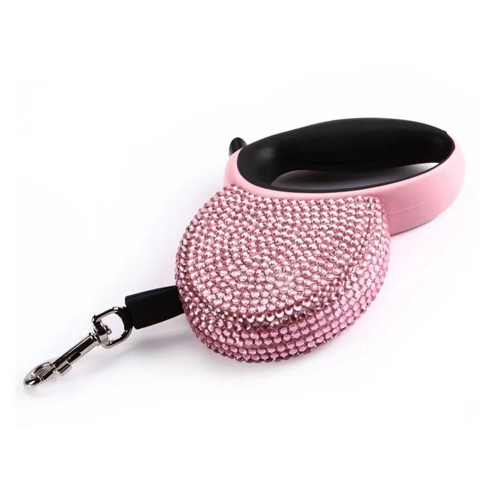 Norvo | CHIC CANIN BNDLE – Glitrende hundeleie med rhinestones & retractable for små hunder & katter