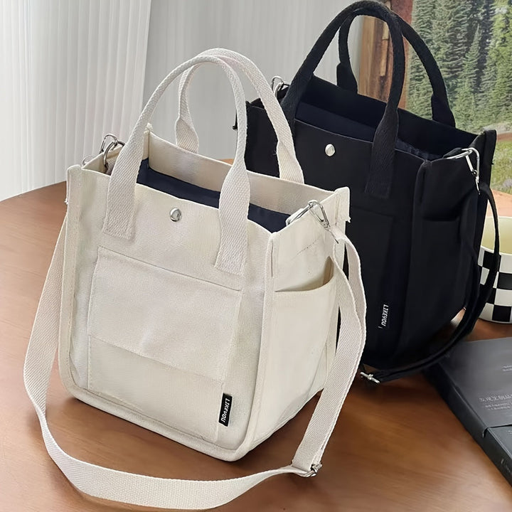 Norvo | UrbanEase Canvas Slingbag – Hvit skulderveske med magnetlås og justerbar stropp