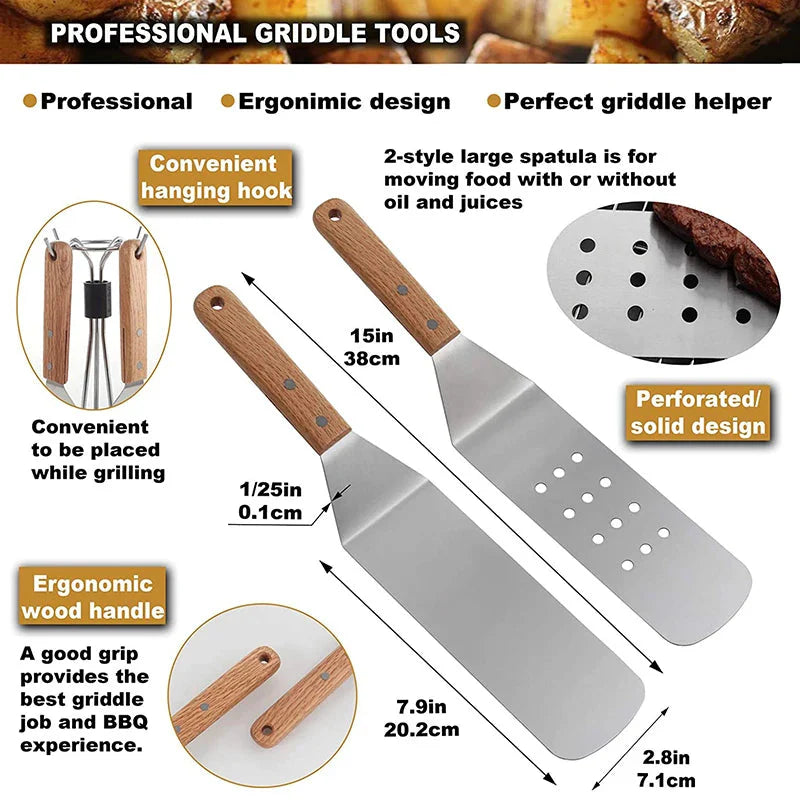 8Pcs Grilltilbehør Sett i Rustfritt Stål Skrapere for BBQ Grill | Norvo