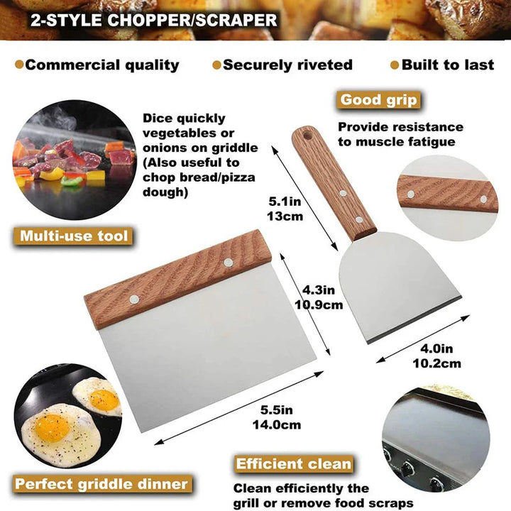 8Pcs Grilltilbehør Sett i Rustfritt Stål Skrapere for BBQ Grill | Norvo