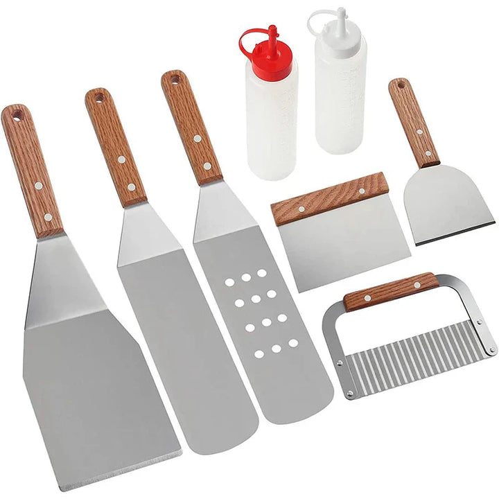 8Pcs Grilltilbehør Sett i Rustfritt Stål Skrapere for BBQ Grill | Norvo