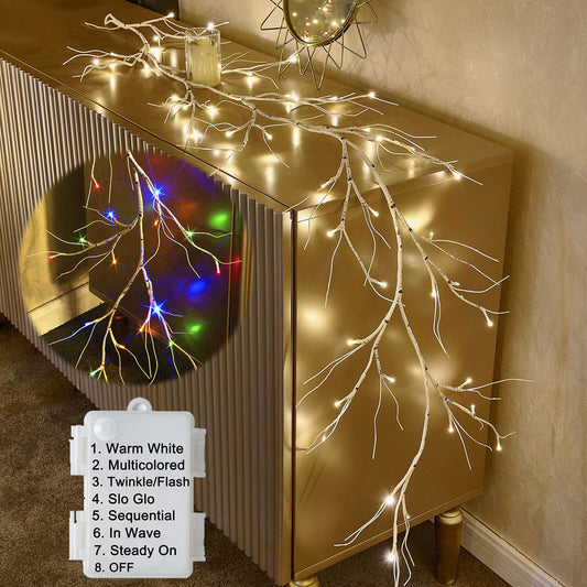 Norvo | Hairui Lysende Krans Snø Flocket 6Ft 48 Led Batteridrevet For-Lyst Greinvine Vinter Julefest Dekorasjon Innendørs Utendørs Bruk