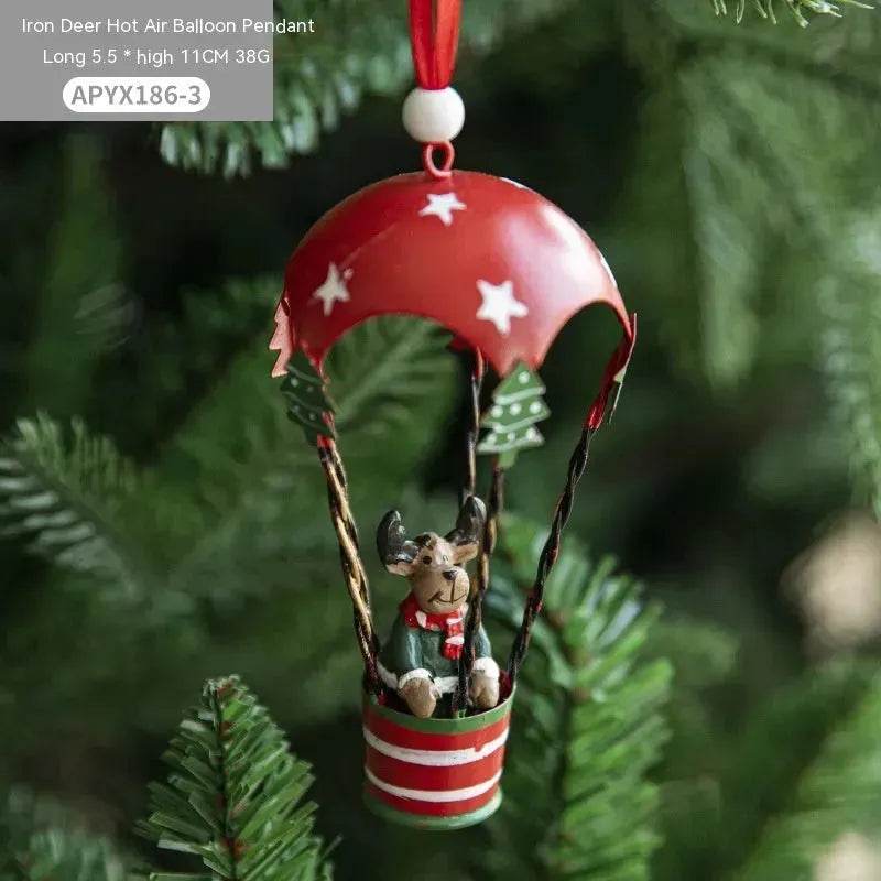 Norvo | Nordic Iron Christmas Hot Air Balloon Parachute Pendant Creative Decorations Tree Charms Hangings