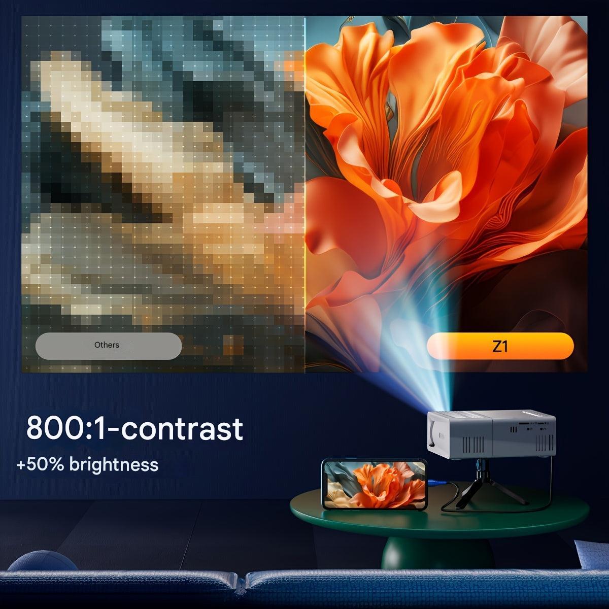 Norvo | LumoBeam Ultra-Lys Mini Projektor (3000 Lumen) – Kompakt HD Hjem & Utendørs Kino