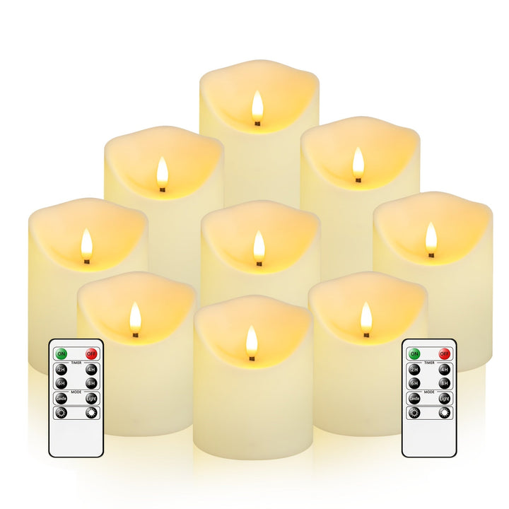 Norvo | GlowLuxe Flameless LED Lys Sett (9-delt) – Med Fjernkontroll og Glitterfinish