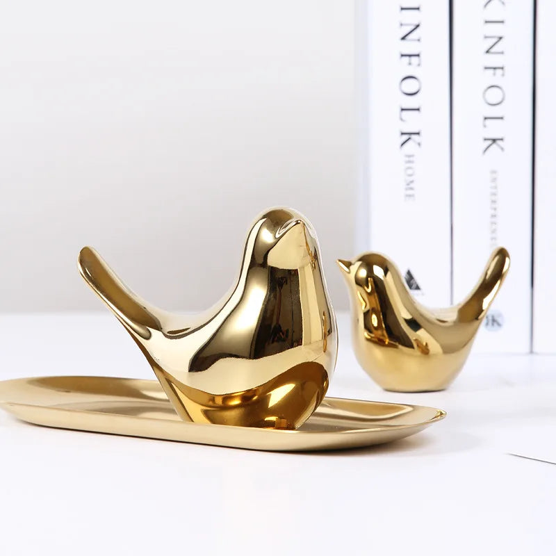 Norvo | Nordic golden ceramic bird decoration for modern home decor