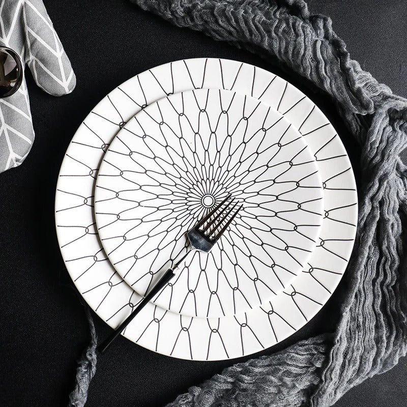 Norvo | Geometrisk Mønster Keramisk Middagsstekssett