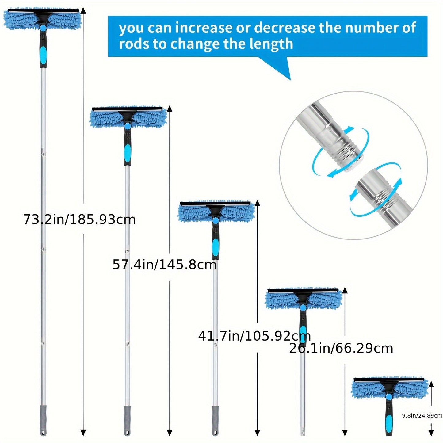 Norvo | Crystal Clear Vindu Cleaner – Profesjonelt 2-i-1 Teleskopisk Vindu og Glass Rengjøringssystem