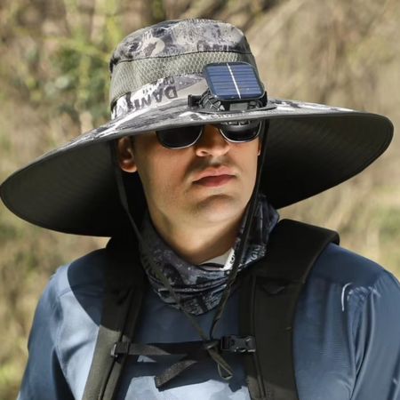 Norvo | Ultimat utendørs solhatt med oppladbar LED og bred brem