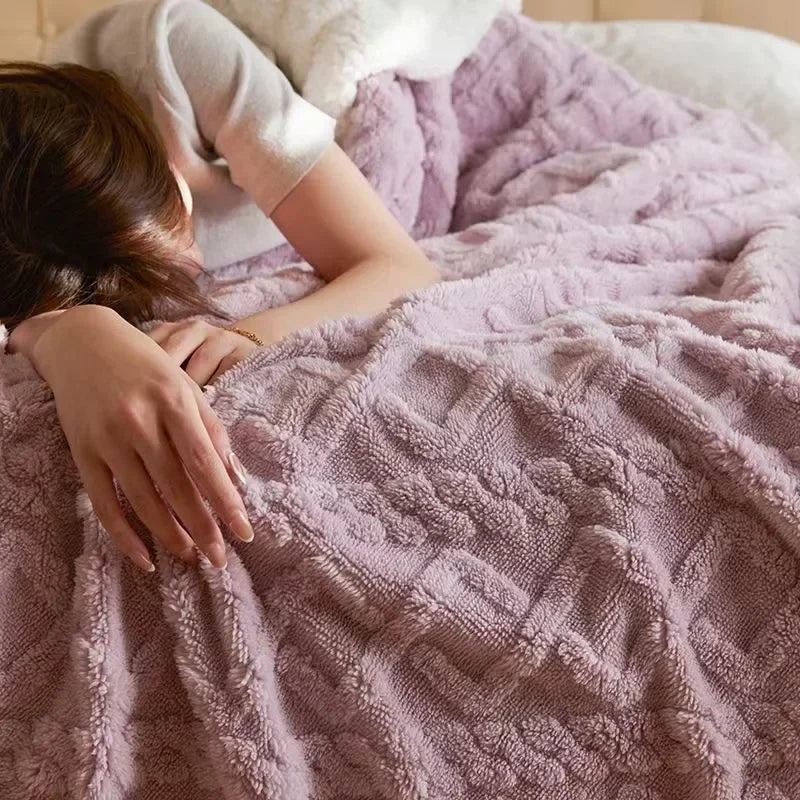 Norvo | Tykk lammeull vinter fleece teppe - LuxyCozy