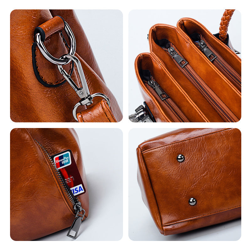 Norvo | Nye vesker laget av oljevoks lær Boston, stor tote bag laget av mykt lær