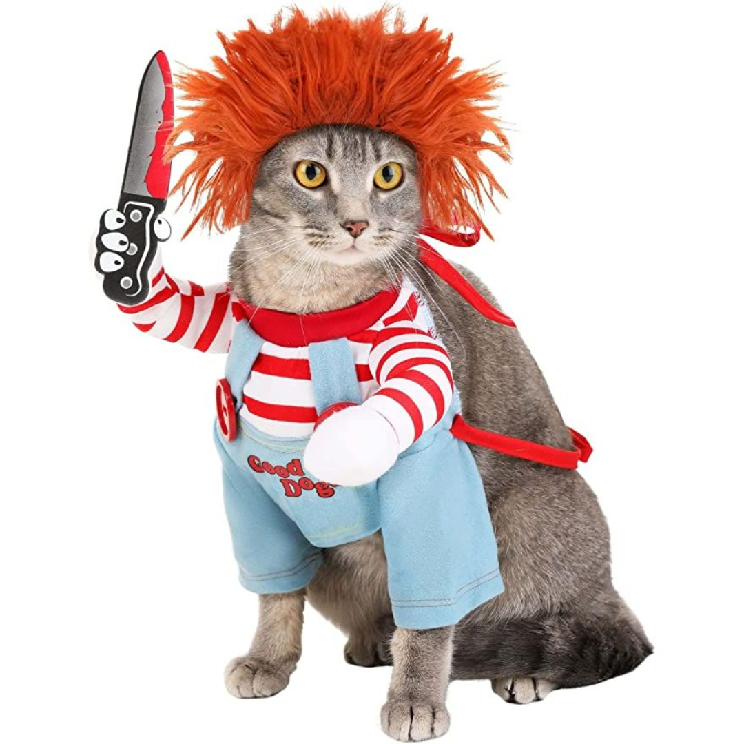 Chucky Kjæledyr Halloween Kostyme – Forsterk Kjæledyrets Lekne Personlighet Norvo