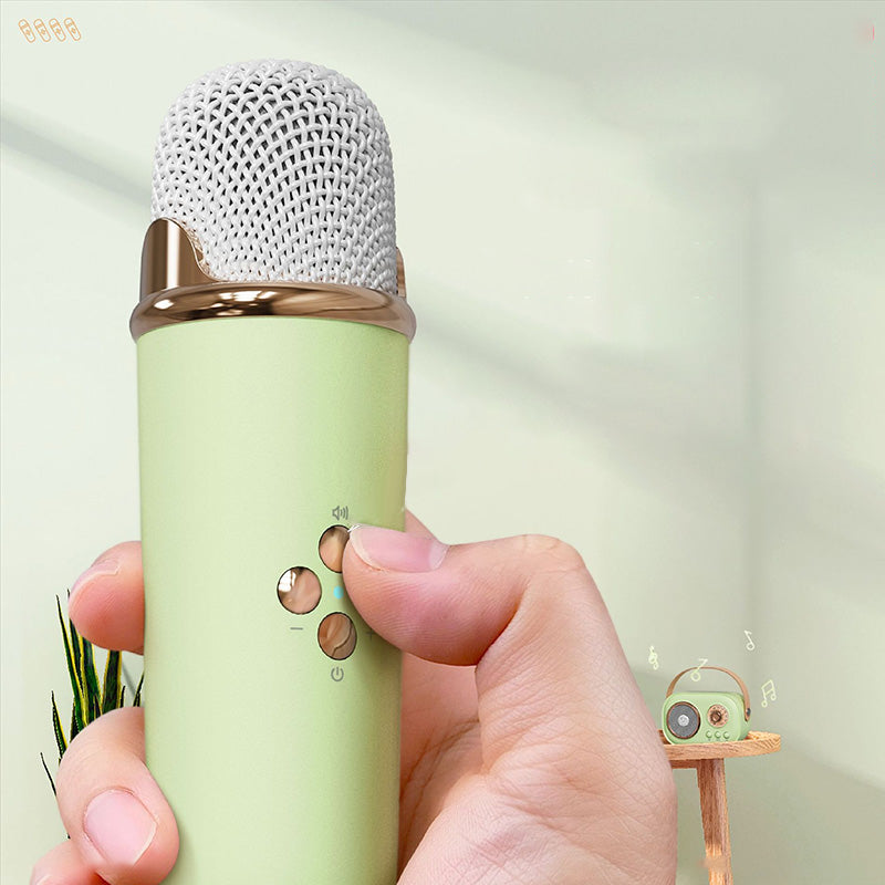 Mini Karaoke-maskin og Bluetooth-høyttaler med trådløs mikrofon
