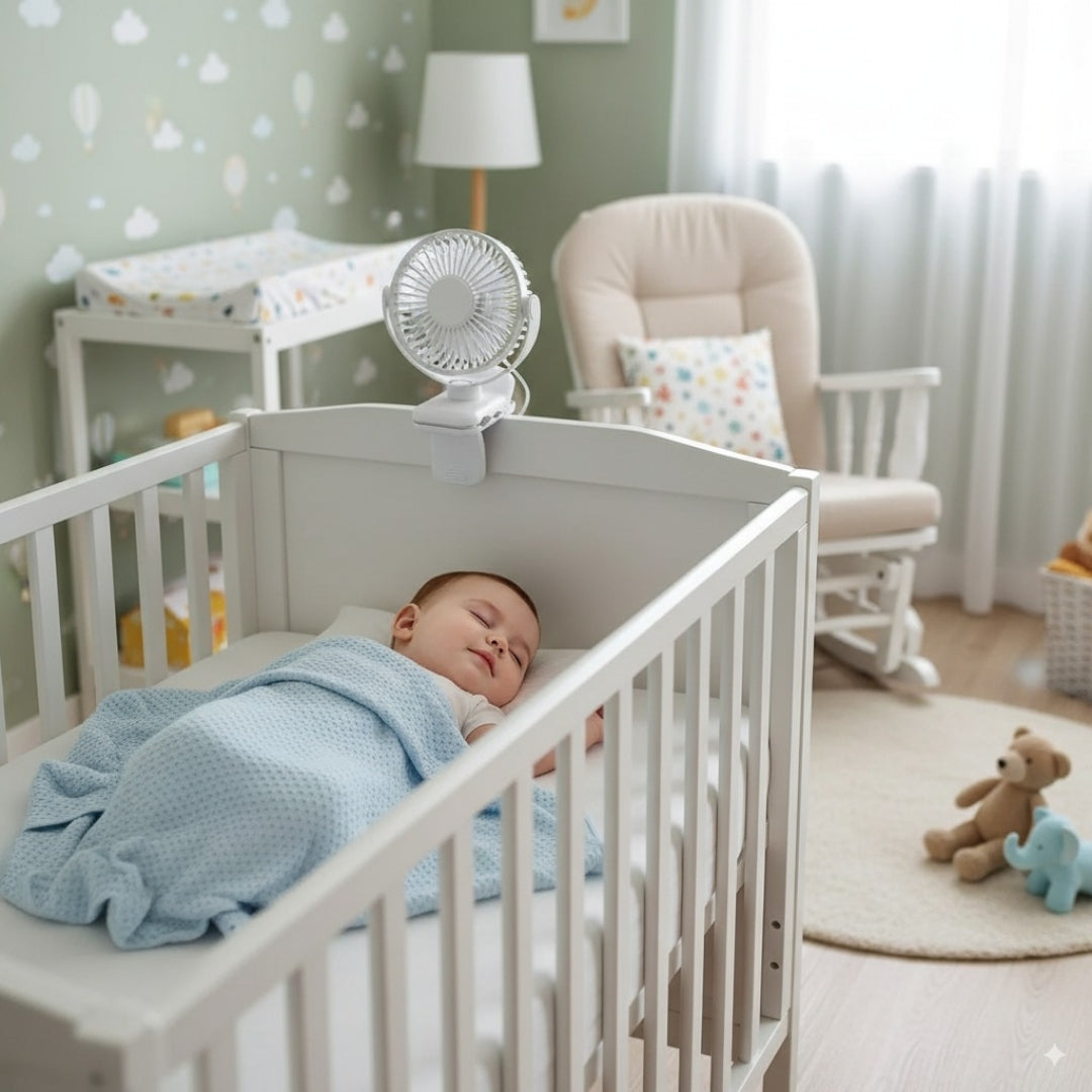 på USB Bordvifte Klemme Luftsirkulator – Lang Batterilevetid Kjøling – Flammehemmende Klemme – Stille Barnerom eller Hjemmekontor Bruk Norvo