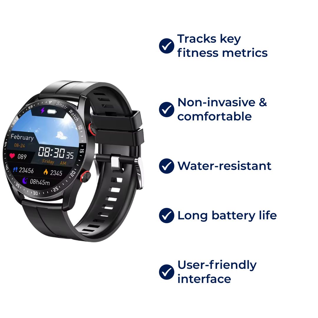 FitTrack | Ikke-invasiv treningssmartklokke - Sporer fysisk aktivitet - Hjerterate - Søvn - Trening - GPS-varsler - Vanntett Norvo