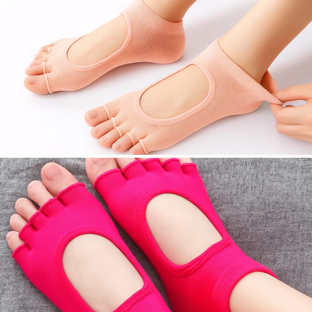 Slip Yoga Grip Socks – Åpen Tå & Pustende – Gummiert Såle for Kvinner – Stabilitet Balanse Komfort i Yoga & Pilates Norvo