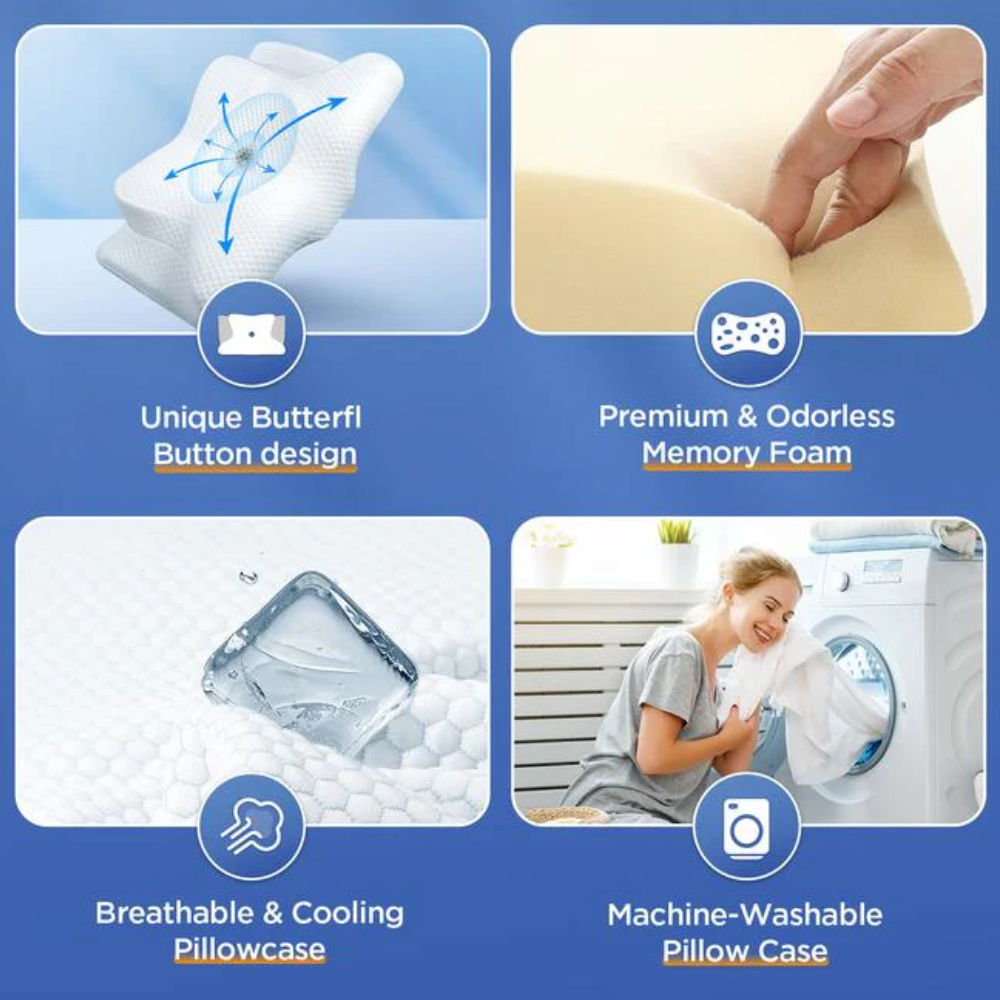 Norvo | Anti-Snorke Pute | Ergonomisk Nakke- og Hode Støtte | Hvit