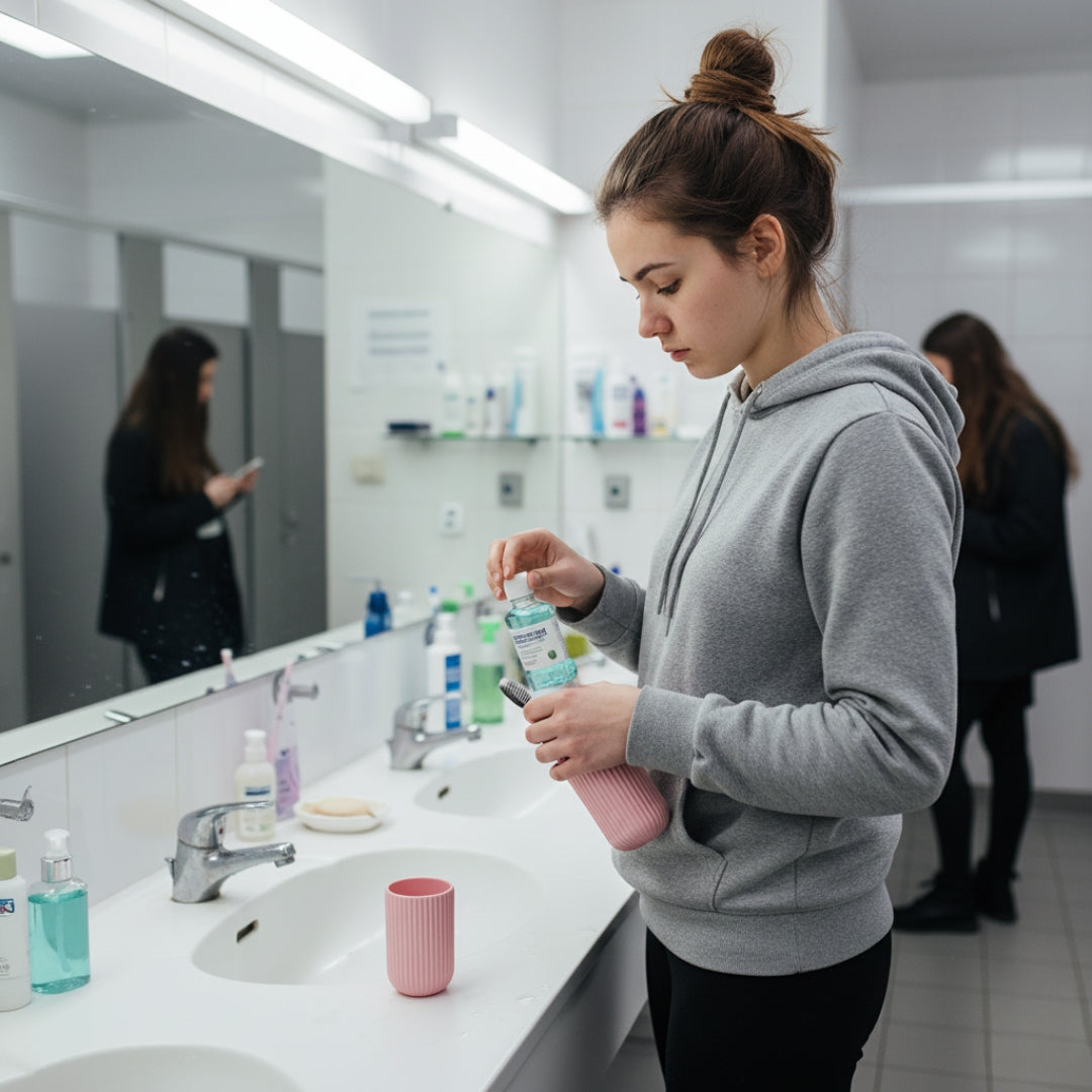 Munnskyllingskopp inkludert – Kompakt støvbestandig design – Hygienisk munnhygiene for reiser og ferier Norvo