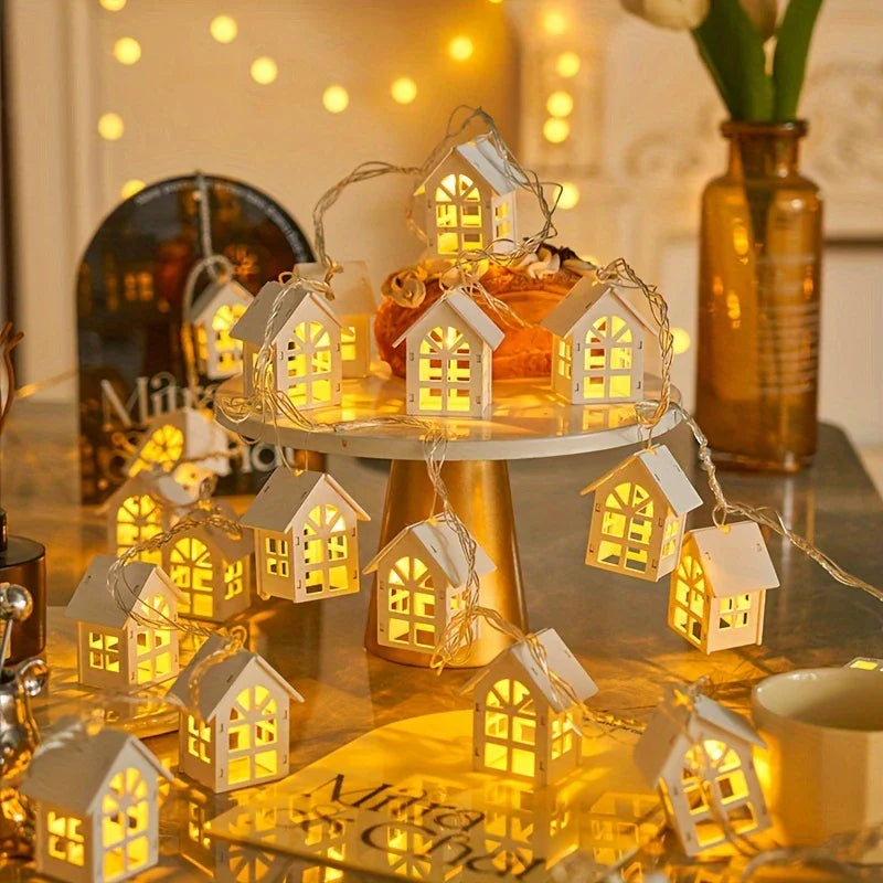 Norvo | LED-eventyrlys med mini hus - Dekorativ julebelysning til innendørs bruk